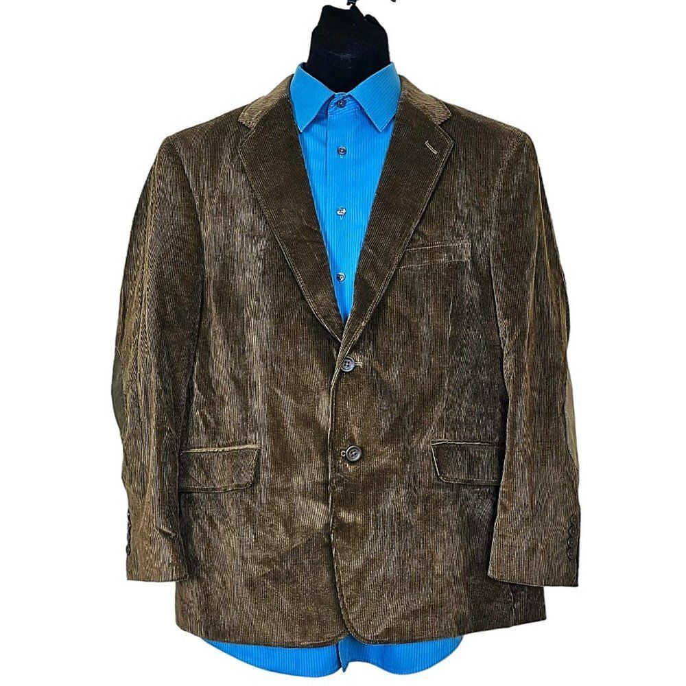 Stafford Essentials Corduroy Classic Fit Blazer Sueded Elbow Patches Size 44S
